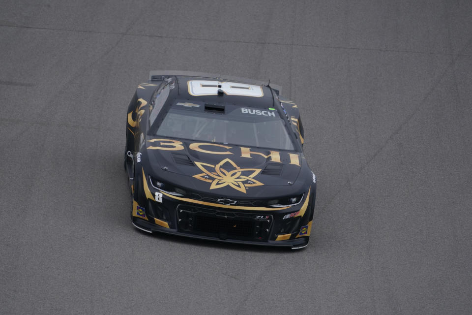 Kyle Busch (8) drives during a NASCAR Cup Series auto race at World Wide Technology Raceway, Sunday, June 4, 2023, in Madison, Ill. (AP Photo/Jeff Roberson)