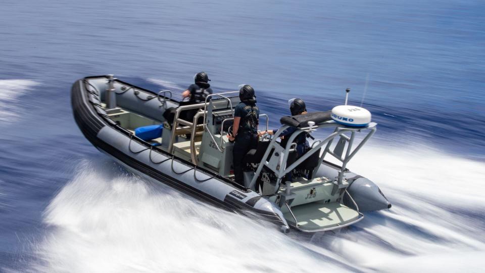 Boat training takes place with this rigid hulled inflatable boat. (New Zealand Defence Force)