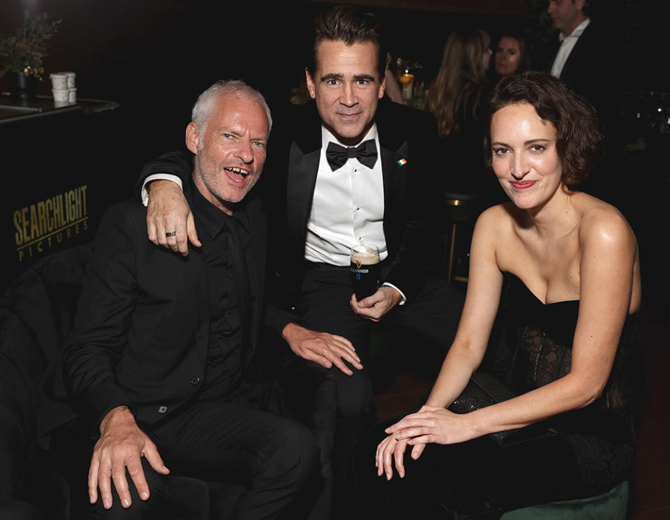 Martin McDonagh, Colin Farrell and Phoebe Waller-Bridge attend Searchlight's Banshees of Inisherin private Oscars afterparty at Craig's in West Hollywood on March 12, 2023.