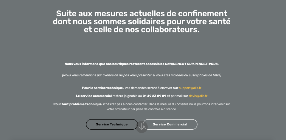 L'entreprise Alis est fermée au public mais assure une "continuité téléphonique"