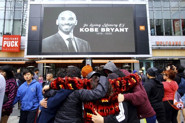 Bryant's image was shown on a billboard outside the Staples Center