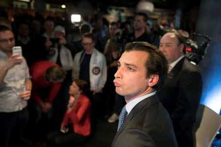 Thierry Baudet (Forum for Democracy) is seen during the election results evening in the center of Amsterdam, the Netherlands, March 21, 2018. REUTERS/Cris Toala Olivares