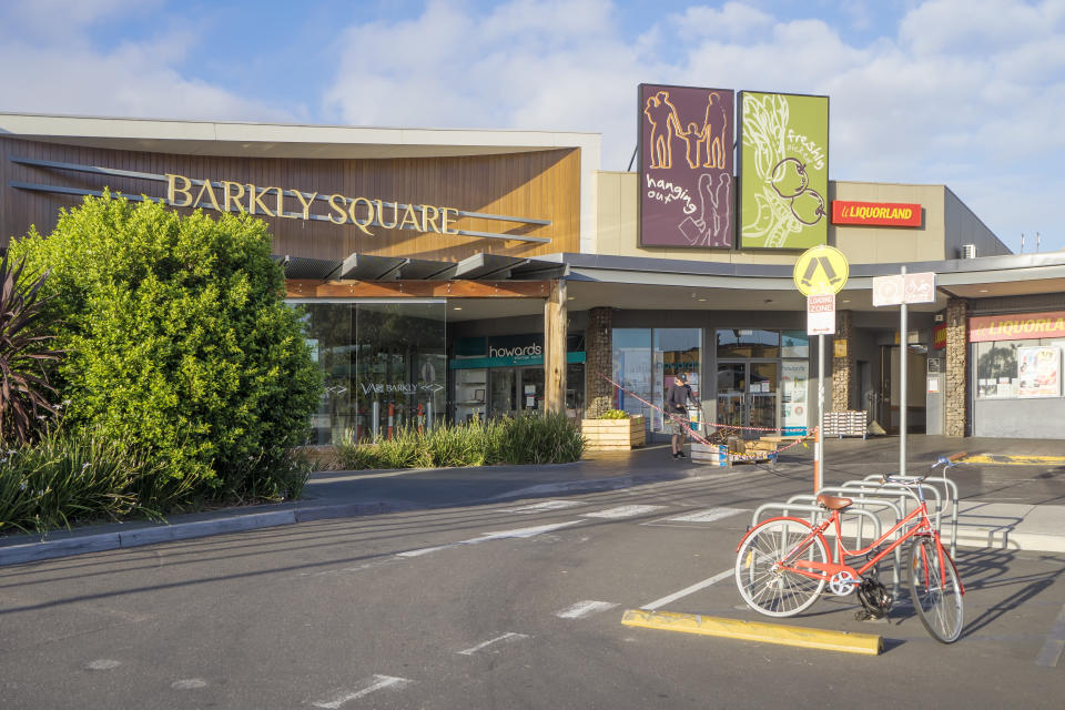 An entrance to Barkly Square, a neighbourhood shopping centre located in Brunswick