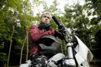 "<a href="http://movies.yahoo.com/movie/place-beyond-the-pines/" data-ylk="slk:The Place Beyond the Pines;elm:context_link;itc:0;sec:content-canvas" class="link ">The Place Beyond the Pines</a>" <br> Luke (Ryan Gosling) is a professional motorcycle rider who turns to bank robberies to support his newborn son. But when he crosses paths with a rookie police officer (Bradley Cooper), their violent confrontation spirals into a tense generational feud. The Place Beyond the Pines is a rich dramatic thriller, tracing the intersecting lives of fathers and sons, cops and robbers, heroes and villains. Also starring Rose Byrne, Ray Liotta and Eva Mendes.