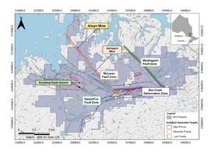 Location of Alwyn Mine on MacDonald Mines' SPJ Property.