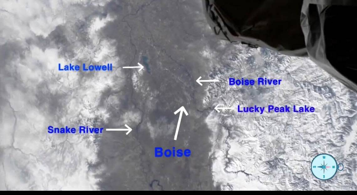 A map of the Treasure Valley from the International Space Station, showing Boise and other notable features.
