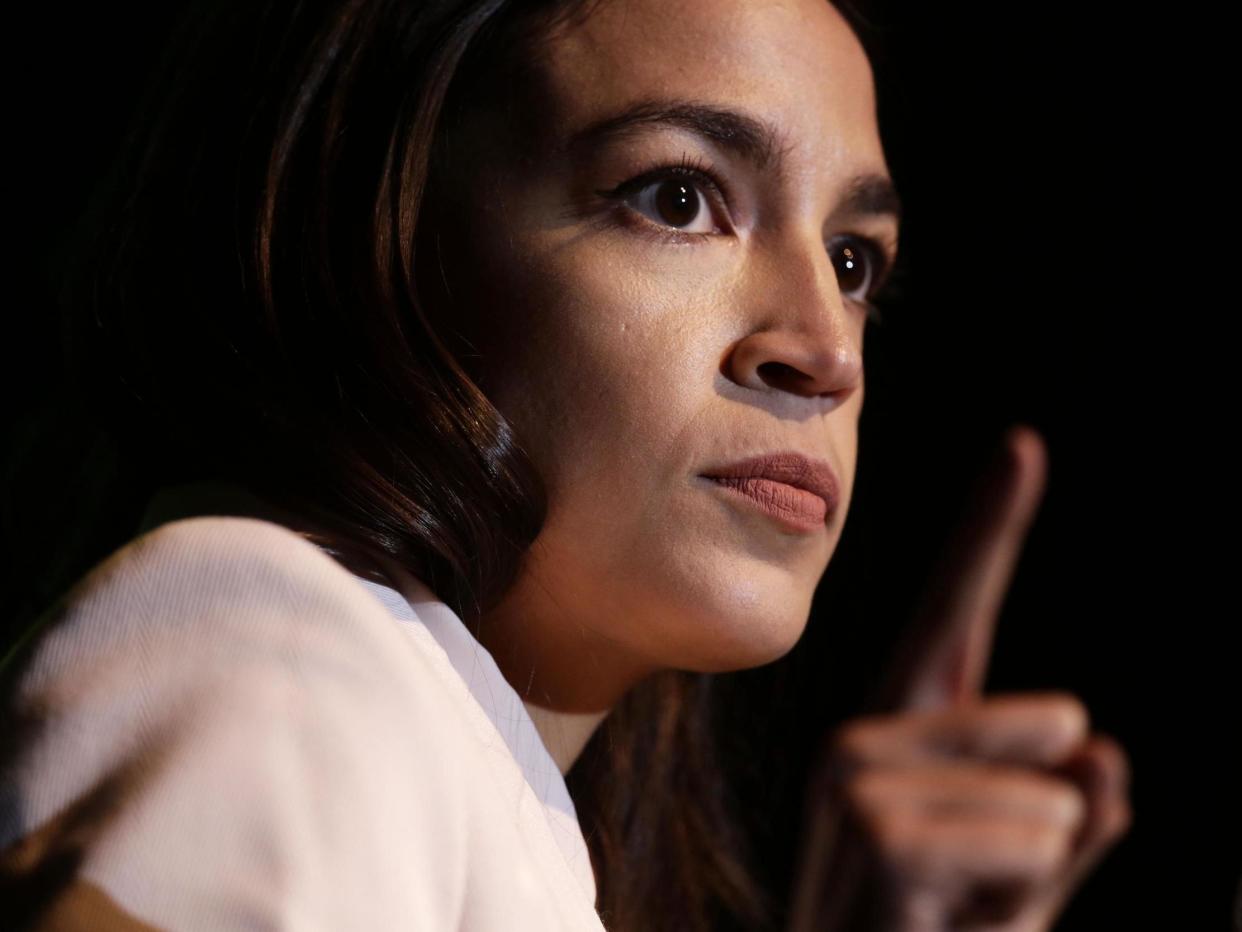Alexandria Ocasio-Cortez referenced Donald Trump's remarks in a fiery Democratic rally speech: Alex Wong/Getty Images