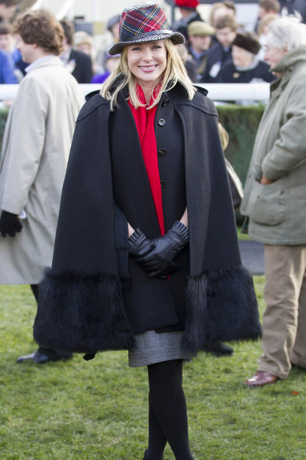 <b>Tartan trend:</b> Amanda Holden wrapped up warm at Newbury Racecourse at the weekend, accessorising her outfit perfectly with a plaid trilby.