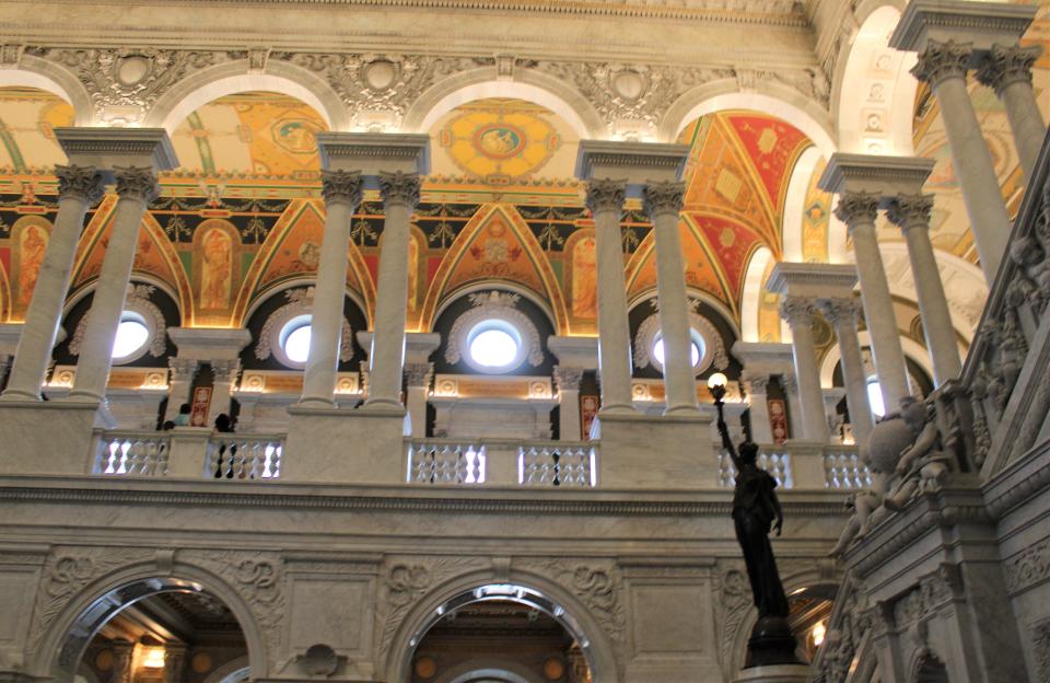 Stunning architecture of the interior of the Library of Congress during our trip to Washington DC.