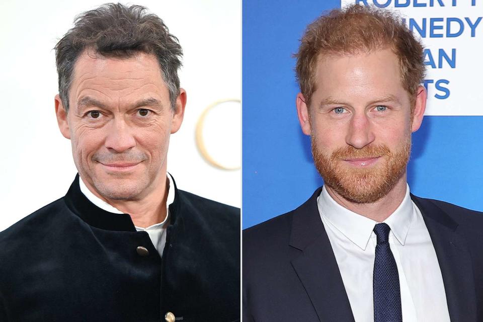 <p>Samir Hussein/WireImage; Mike Coppola/Getty</p> Dominic West; Prince Harry