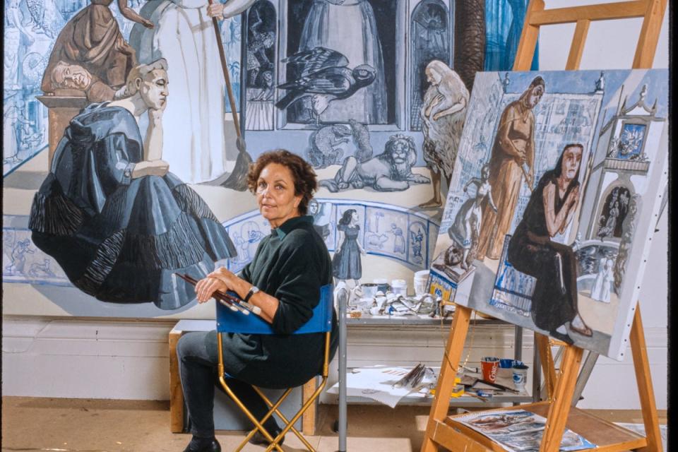 Portrait of artist Paula Rego in her studio with ‘Crivelli’s Garden’ (Photo: The National Gallery, Lon)