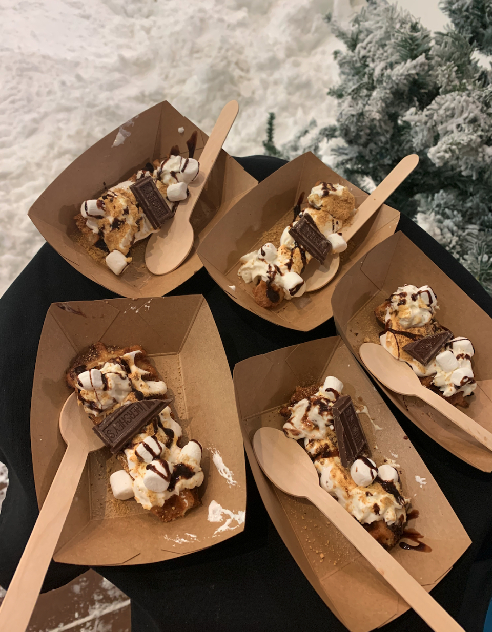 Available to the masses on media day was the $12 Smore Waffle Wand, a decadent warm waffle treat with whipped cream, chocolate syrup, graham cracker crumbs, mini marshmallow and toasted Fluff. (Photo credit: Kristen Despotakis/Yahoo Finance)