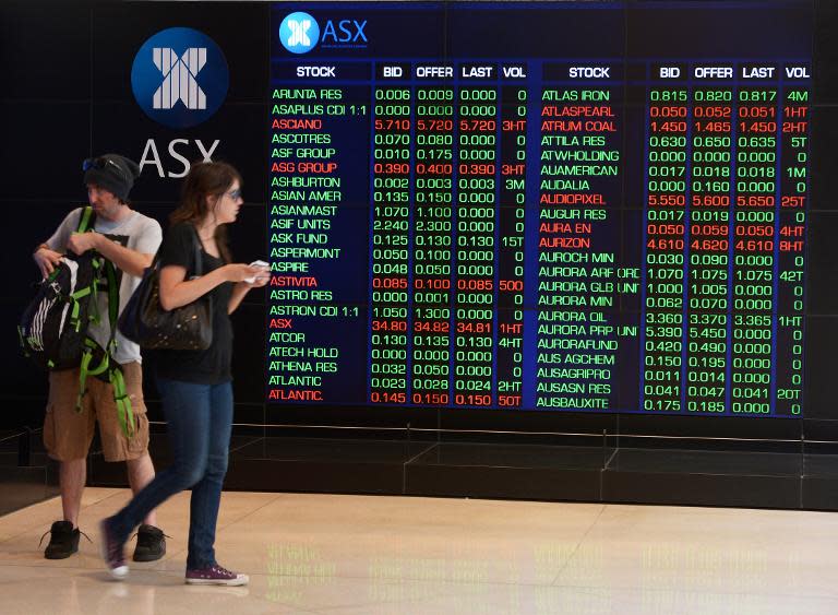 Sydney stocks tumbled 134.3 points on May 6, 2015, or 2.3%, to close at 5,692.2 after heavyweights Commonwealth Bank and Woolworths slumped on disappointing earnings updates