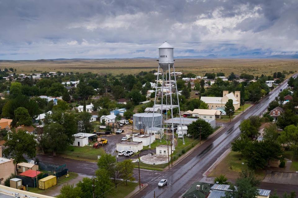 Aerial view of Marfa, Texas