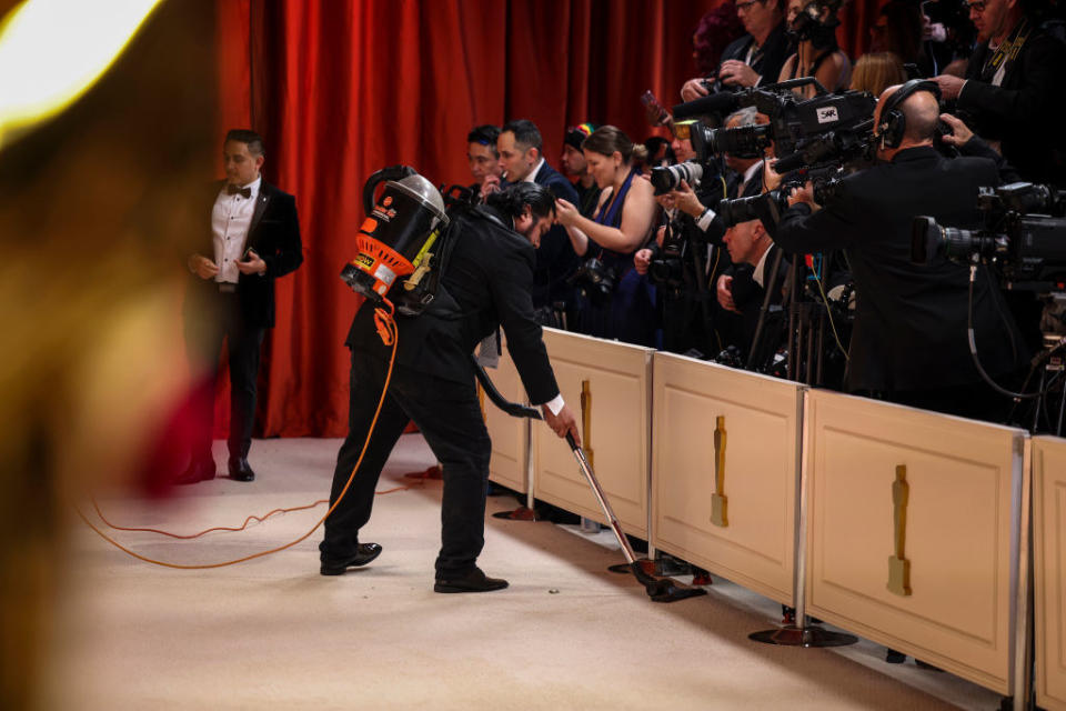 Last-minute preparations are done ahead of the start of the the 95th Academy Awards at the Dolby Theatre in Los Angeles on March 12, 2023.