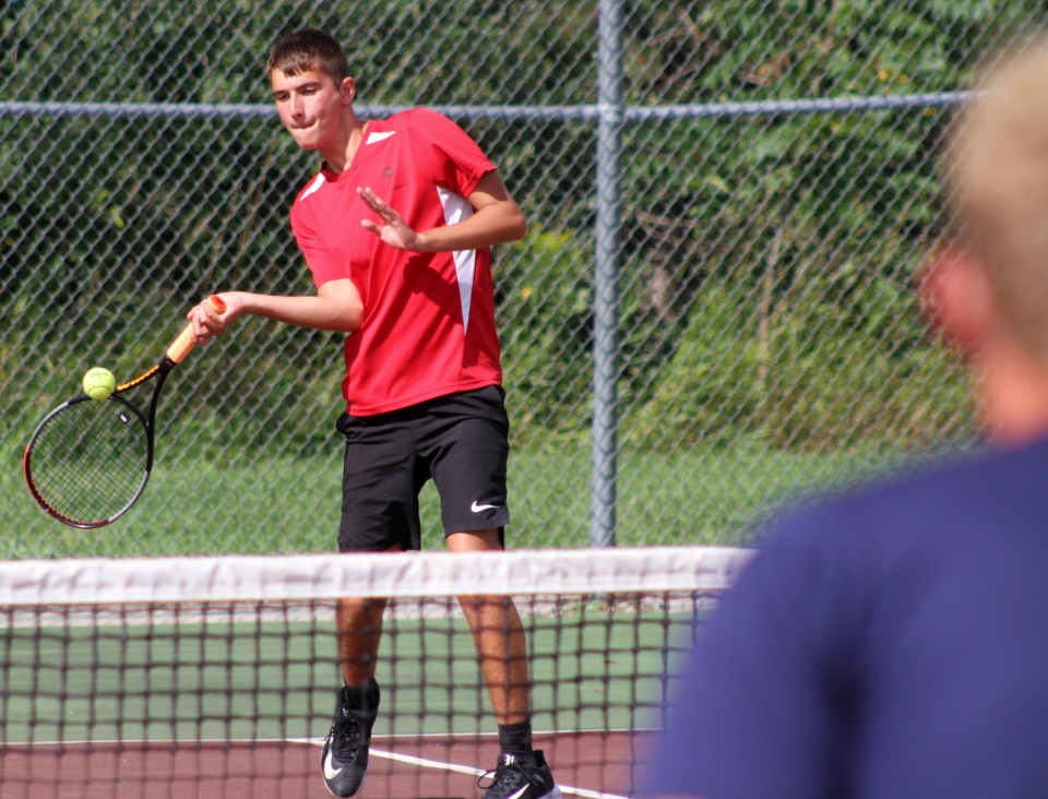 Sandusky's Christian Shuart is seen during a match last season. He'll play at No. 2 singles for the Wolves this year.