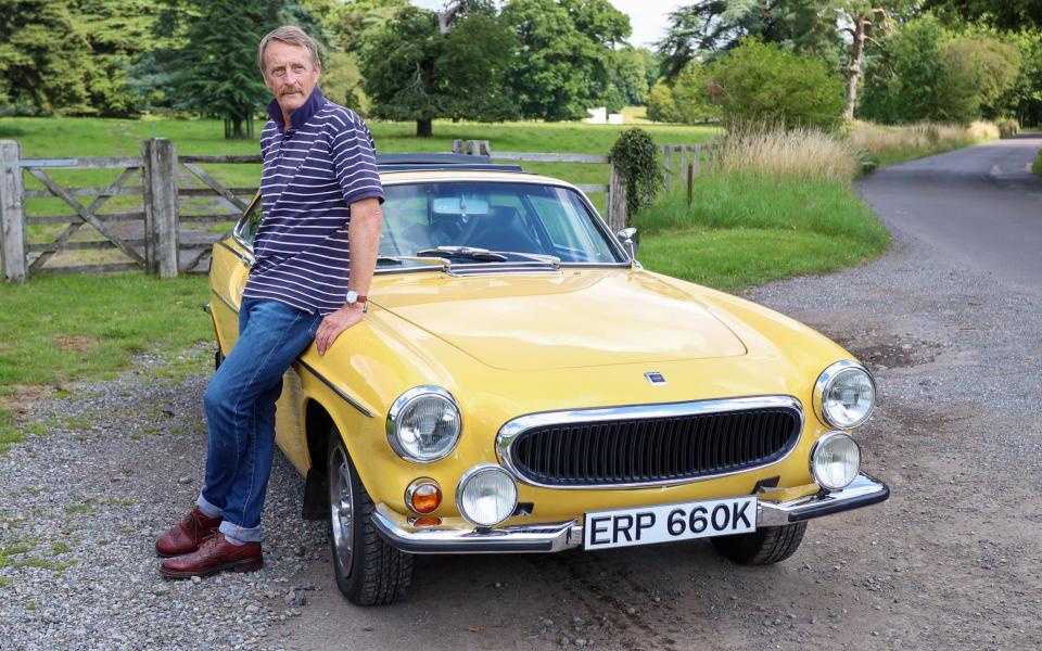 Andrew English with the classic Volvo P1800 ES near Salisbury