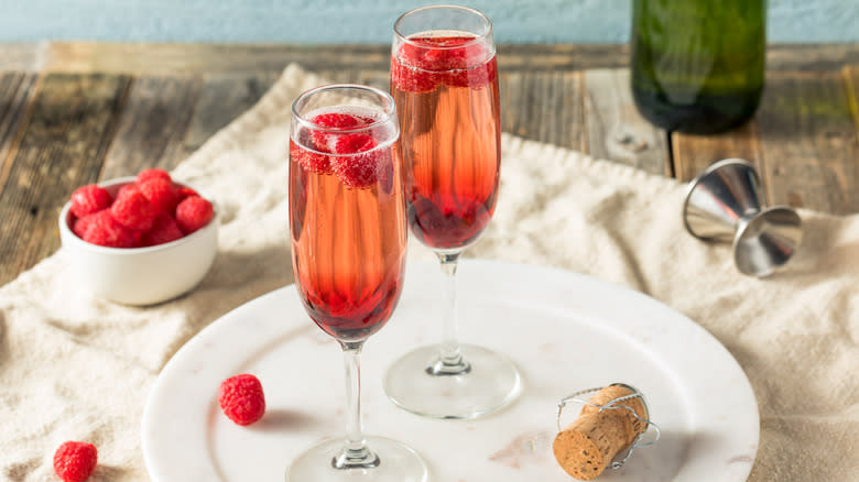 Two Kir Royale cocktails