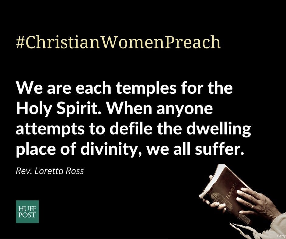 "I signed in order to stand in solidarity with my sisters in our shared faith in a loving God. <strong>We are each temples for the Holy Spirit. When anyone attempts to defile the dwelling place of divinity, we all suffer </strong>...&nbsp;Recently, I had felt overwhelmed and deeply burdened by the implications of Trump's behavior. Standing up for goodness, truth, and justice gives me inner strength and peace for the work ahead in these times. I too, as well as my daughters, have been victims of sexual violence and abuse."<br />-&nbsp;Rev. Loretta Ross, The Sanctuary Foundation for Prayer