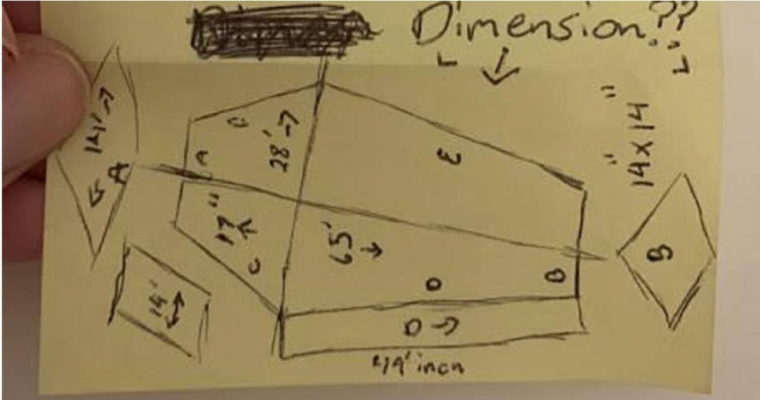 前男友物品中出現「度假計畫」紙條，內容竟是「棺材設計圖」。（圖／翻攝自Reddit）