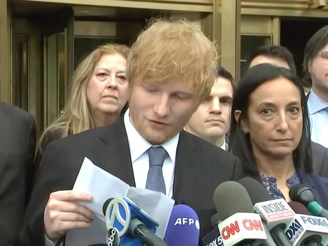 Ed Sheeran outside court in New York (Sky News/YouTube)