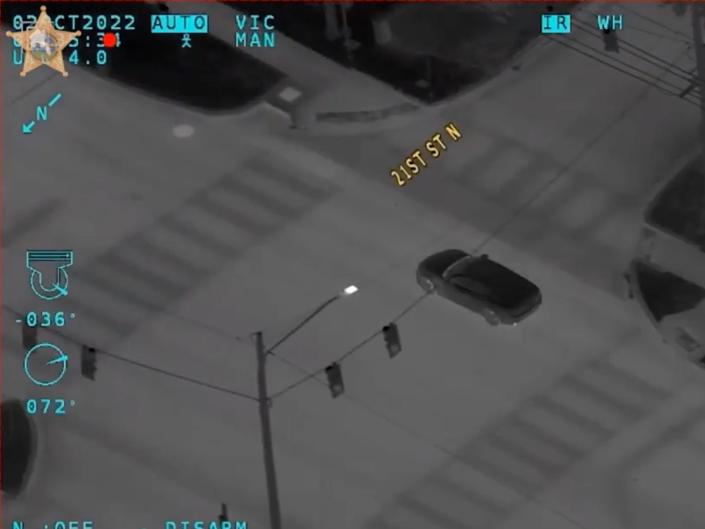 Helicopter footage of the crash involving three teenagers and a stolen Maserati (Pinellas County Sheriff’s Office)