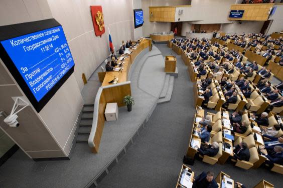 Russian lawmakers voted unanimously for constitutional amendments (AP)