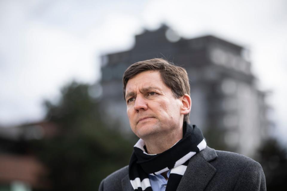 Premier David Eby is pictured during a news conference regarding student housing at Douglas College in New Westminster, Thursday February 29, 2023. 