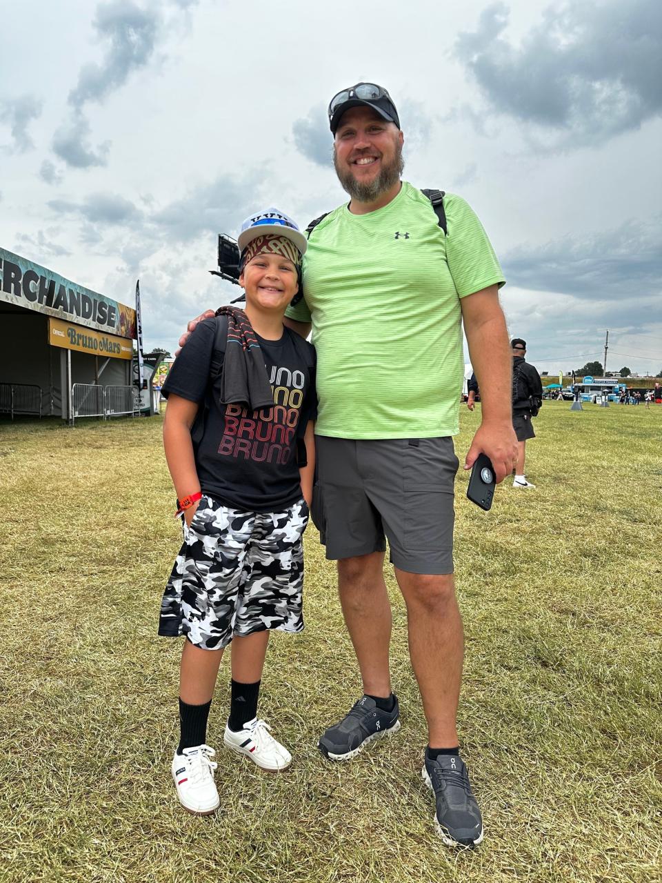 Miles Manthey and son Ryker Manthey, 11, drove to Bourbon & Beyond from Chicago for the festival's final day to see Bruno Mars on Sunday, Sept. 16, 2023.