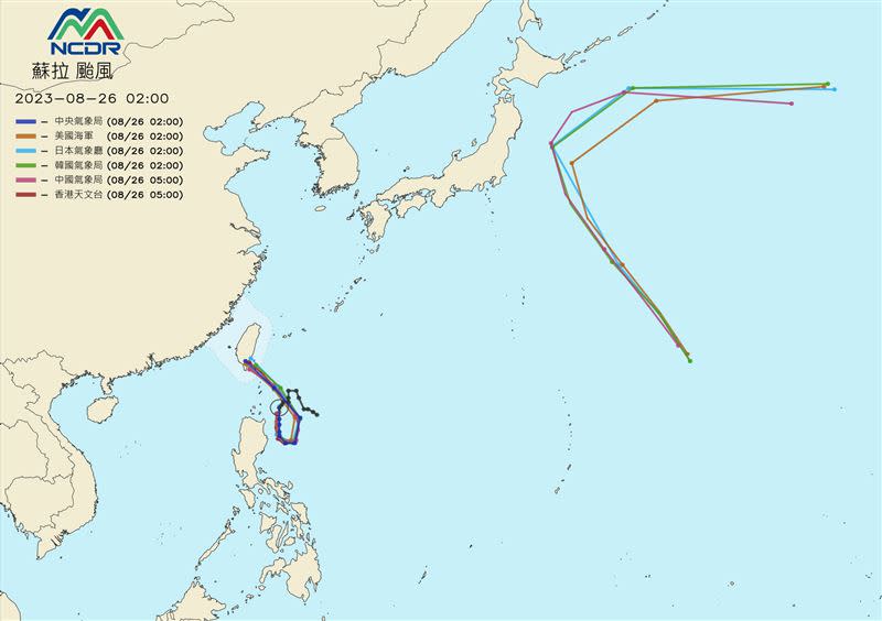 最新各國官方預報。（圖／翻攝自NCDR）