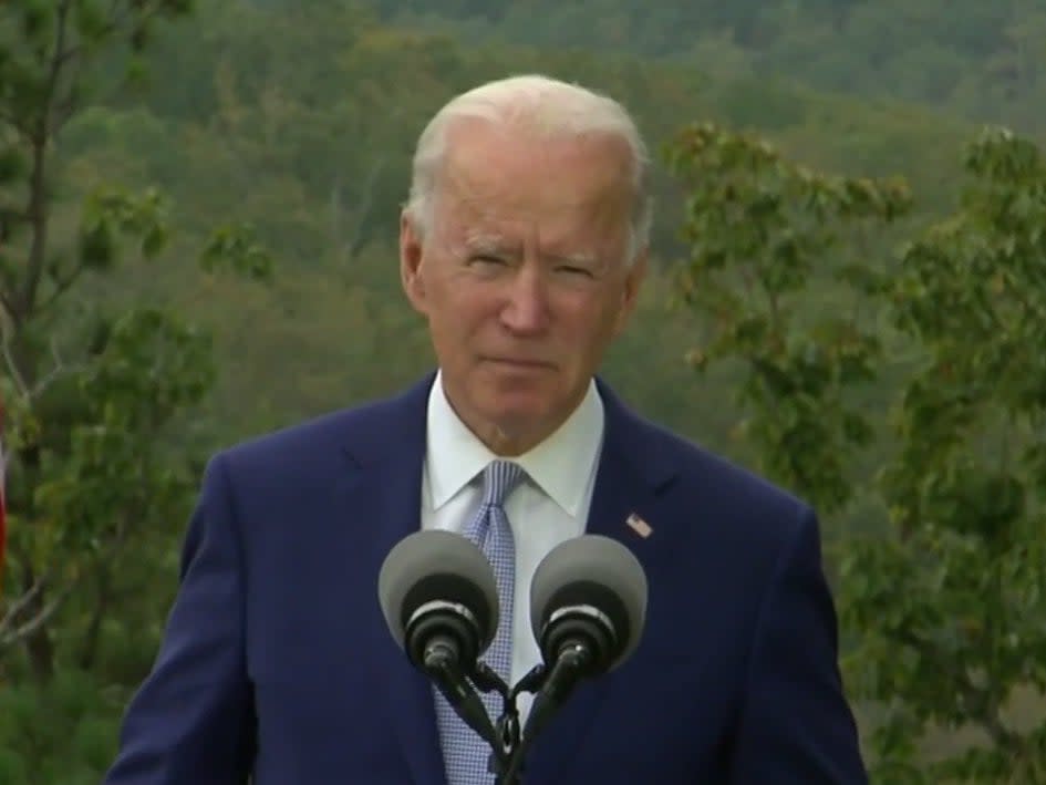 Joe Biden speaking during a rally in Warm Springs, Georgia, on Tuesday 27 October 2020 ((NBC))