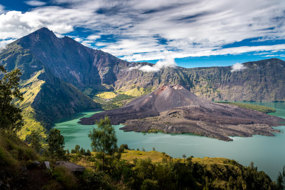 View of Lake Segara Anak from the crater rim of Mount Rinjani, Indonesia. (Photo: Gettyimages)