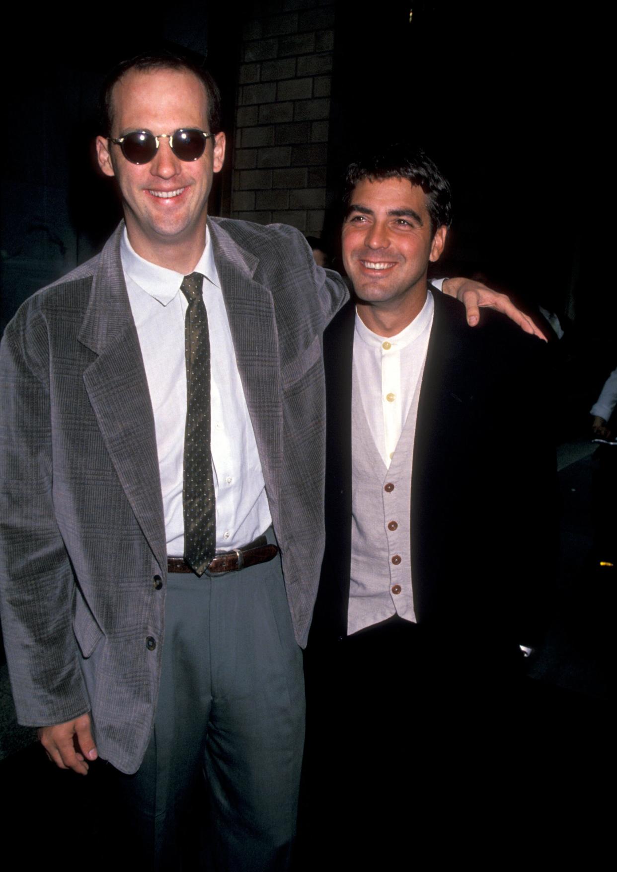 Anthony Edwards and Clooney at the NBC Sponsors Convention at Lincoln Center in New York City.