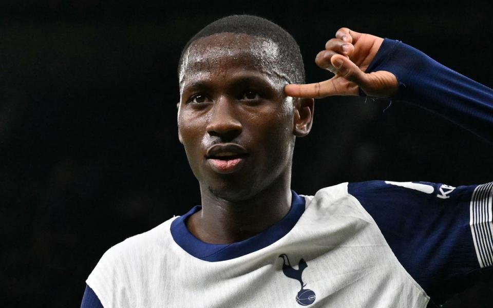 Pape Sarr scored a crucial second goal for Tottenham after half-time (AFP via Getty Images)