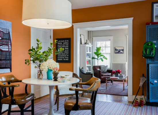 <body><p>Apricot, pumpkin, tangerine—all these shades of orange can transform an interior with few sources of light into a gathering place that <a rel="nofollow noopener" href=" http://www.bobvila.com/warm-color-scheme/46506-winning-combinations-9-can-t-miss-color-schemes/slideshows?s=3?bv=yahoo" target="_blank" data-ylk="slk:exudes warmth;elm:context_link;itc:0;sec:content-canvas" class="link ">exudes warmth</a>. Chalk it up to orange's ability to glow radiantly when lit by lamps, candlelight, or even sunlight from a small window.</p></body>
