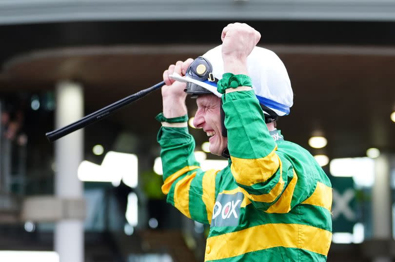 Jockey Paul Townend on I Am Maximus after winning the Randox Grand National Handicap Chase on day three of the 2024 Randox Grand National Festival