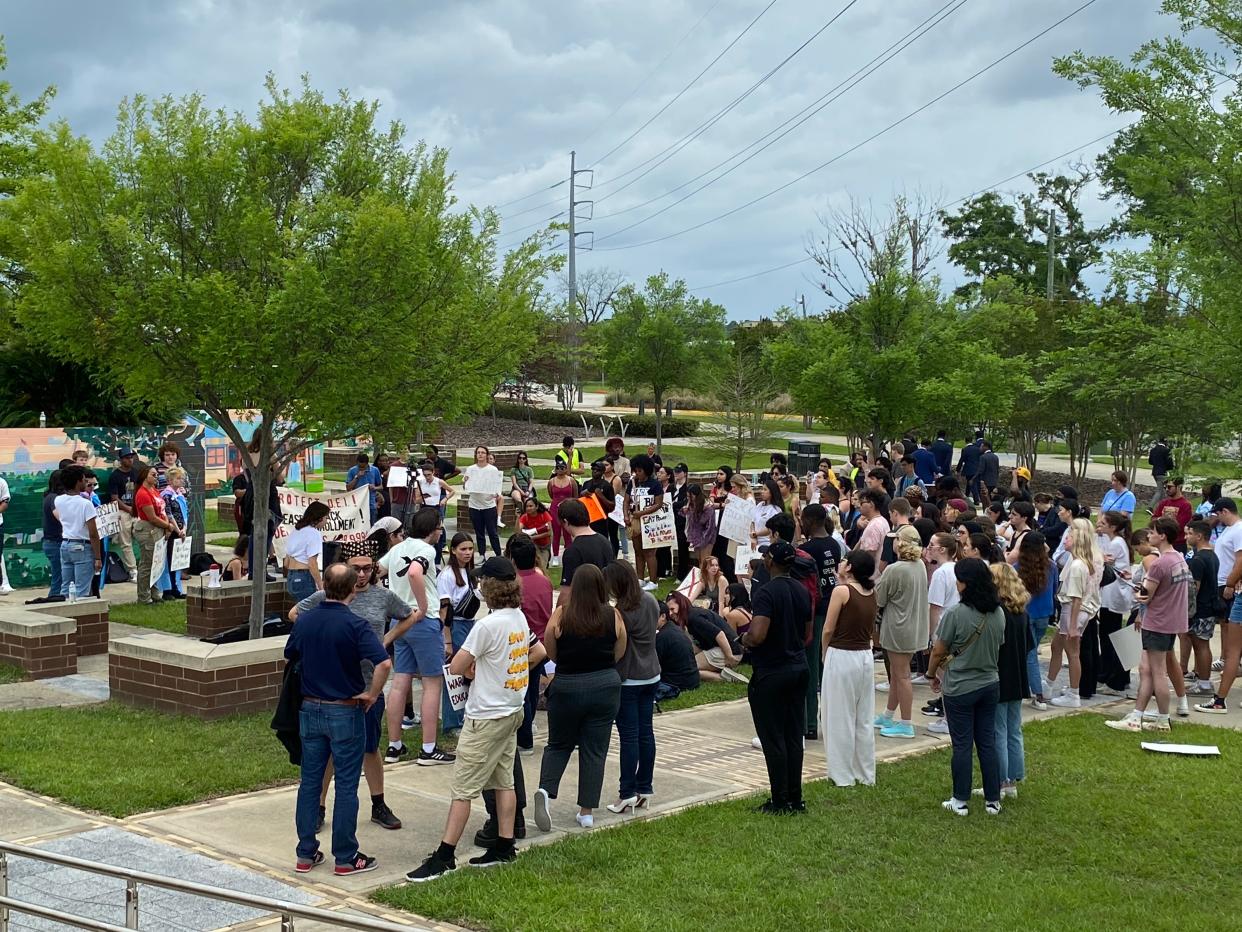 Student groups across the state of Florida hold a protest to fight against HB999 as Florida Board of Governors committee meetings are being held at FAMU on Tuesday, March 28, 2023.