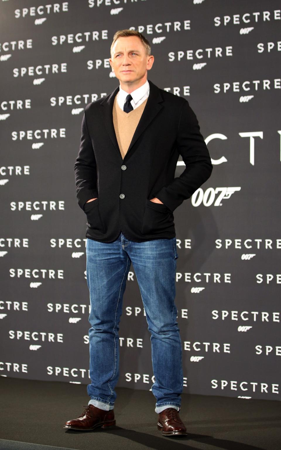 The segue into sweaters: Craig at the Spectre photocall in Rome