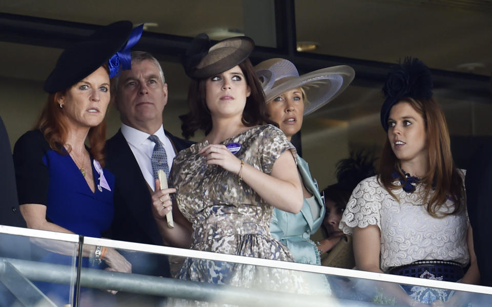 Horse Racing - Royal Ascot - Ascot Racecourse - 19/6/15  Princess Beatrice of York, Princess Eugenie of York, Sarah Ferguson, Duchess of York and Prince Andrew, Duke of York  Reuters / Toby Melville  Livepic  
