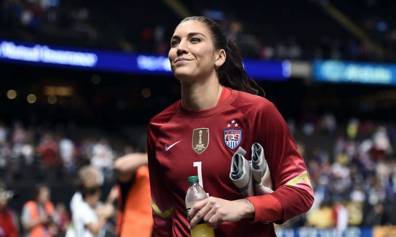 A closeup of Hope Solo.