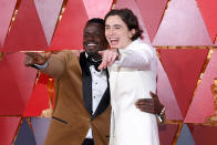 <p>Best Actor nominees Daniel Kaluuya, left, and Timothée Chalamet may not have walked off with a trophy (Gary Oldman did!), but they definitely seemed to have a blast together at their first Oscars ceremony. (Photo: Kevork Djansezian/Getty Images) </p>