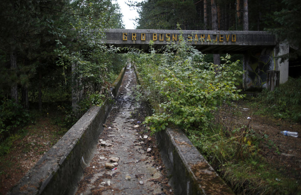 The disused bobsleigh track from the Sarajevo 1984 Winter Olympics is seen&nbsp;in 2013.