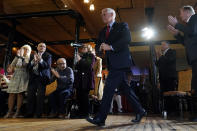 Former Vice President Mike Pence is introduced during a gathering, Wednesday, Dec. 8, 2021, in Manchester, N.H. (AP Photo/Charles Krupa)