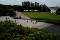 People visit the World War Two Westerplatte Memorial in Gdansk