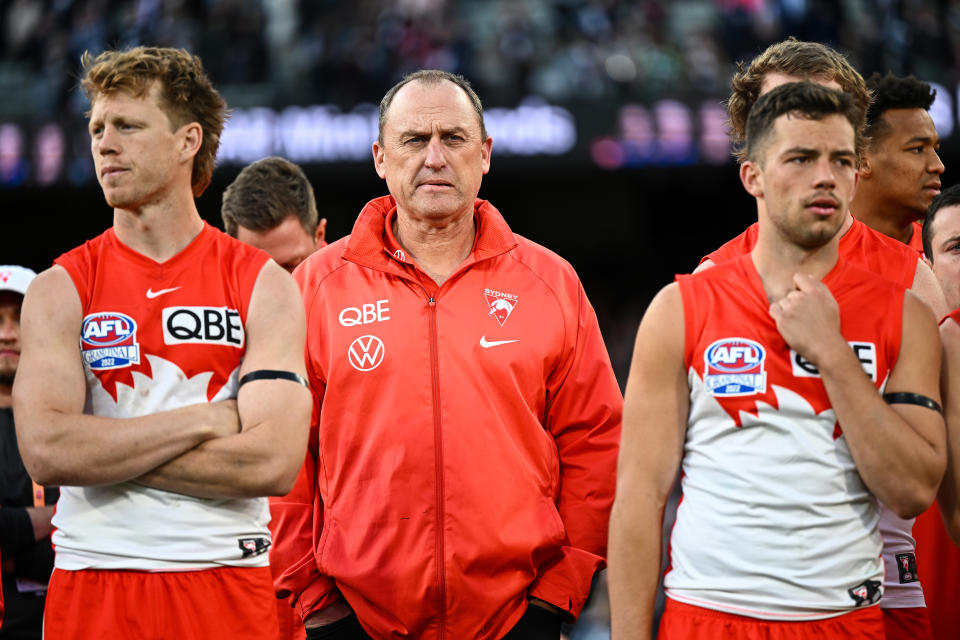 John Longmire, pictured here after Sydney's loss to Geelong in the AFL grand final.