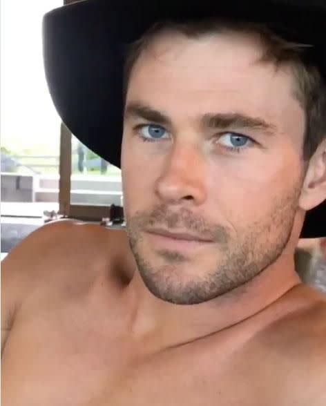 The 34-year-old Thor star has shared a fun clip of himself on social media, in which he poses shirtless, of course. Source: Instagram