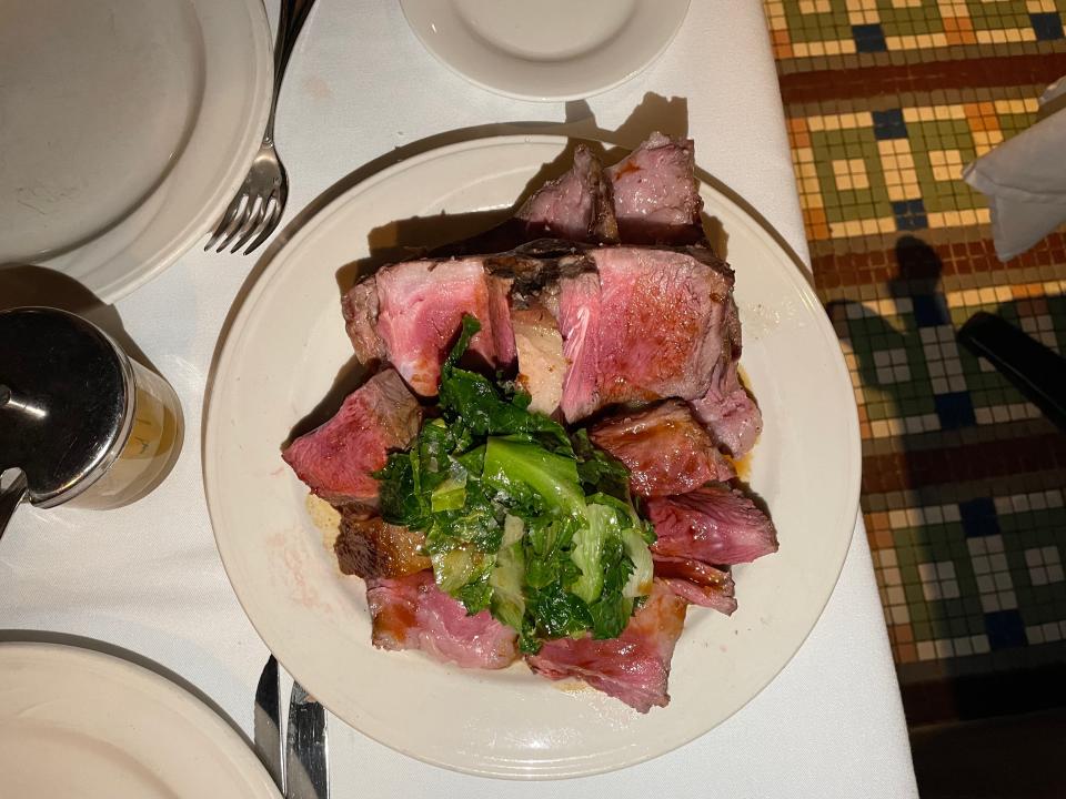 Plate of steak at Keens Steak house 
