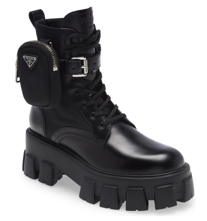 Prada Monolith Mini Bag Lug Sole Combat Boot