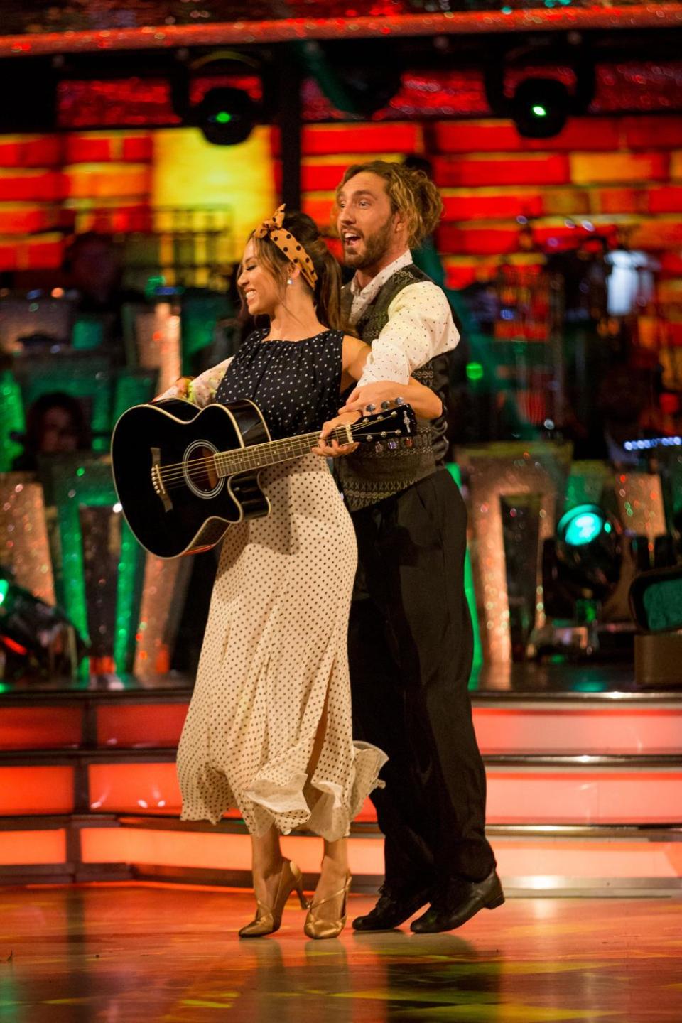 Bottom two: Seann Walsh and Katya Jones dancing the Quickstep (BBC / Guy Levy)