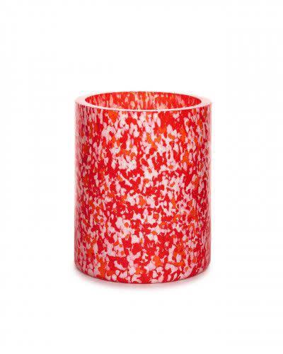 a red glass cup